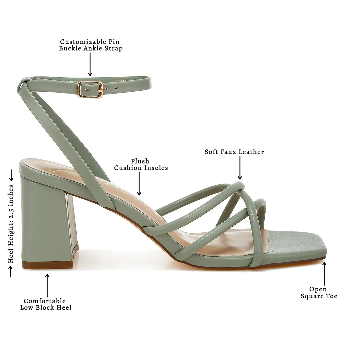 Low Block Heel Strappy Sandals