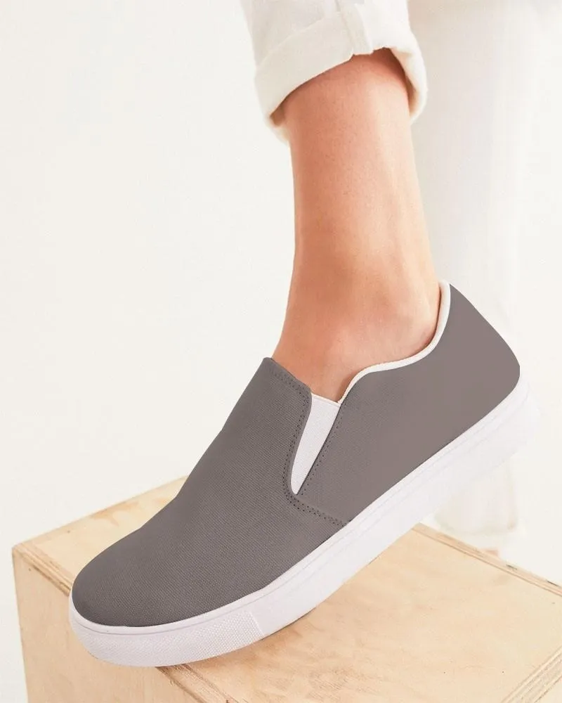 Medium Dark Brown Slip-On Canvas Sneakers | Women's | Medium Dark Pale Brown | C60M60Y60K0