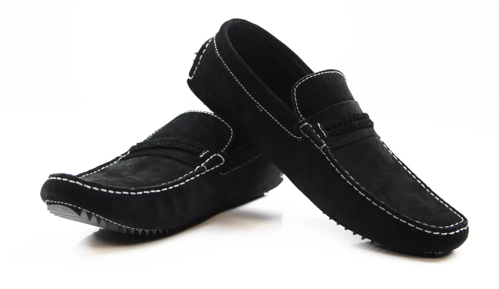 Mens Zasel Cruze Slip On Black Suede Boat Shoes