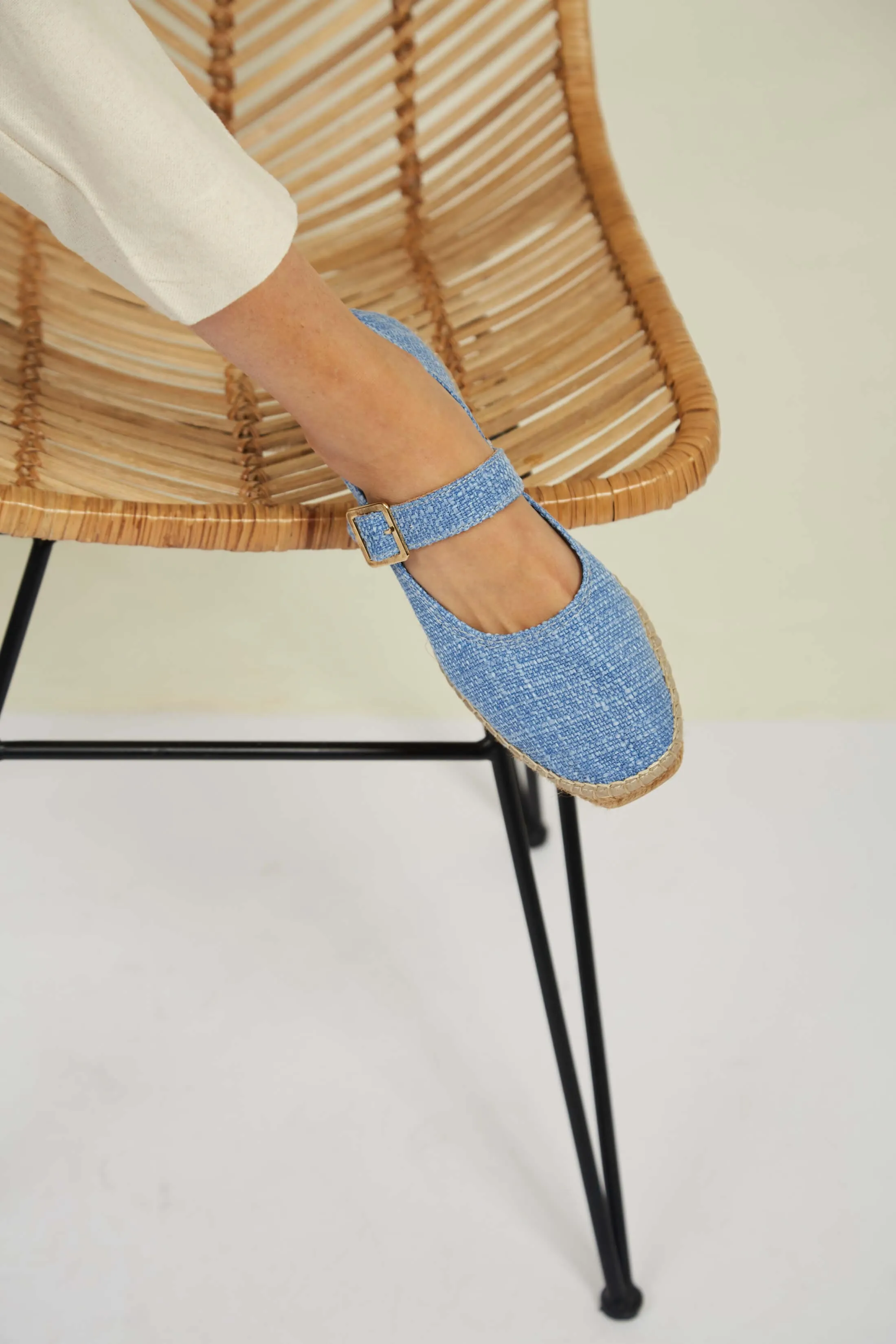 Mojacar Vegan Eco Suede & Jute Flats | Blue