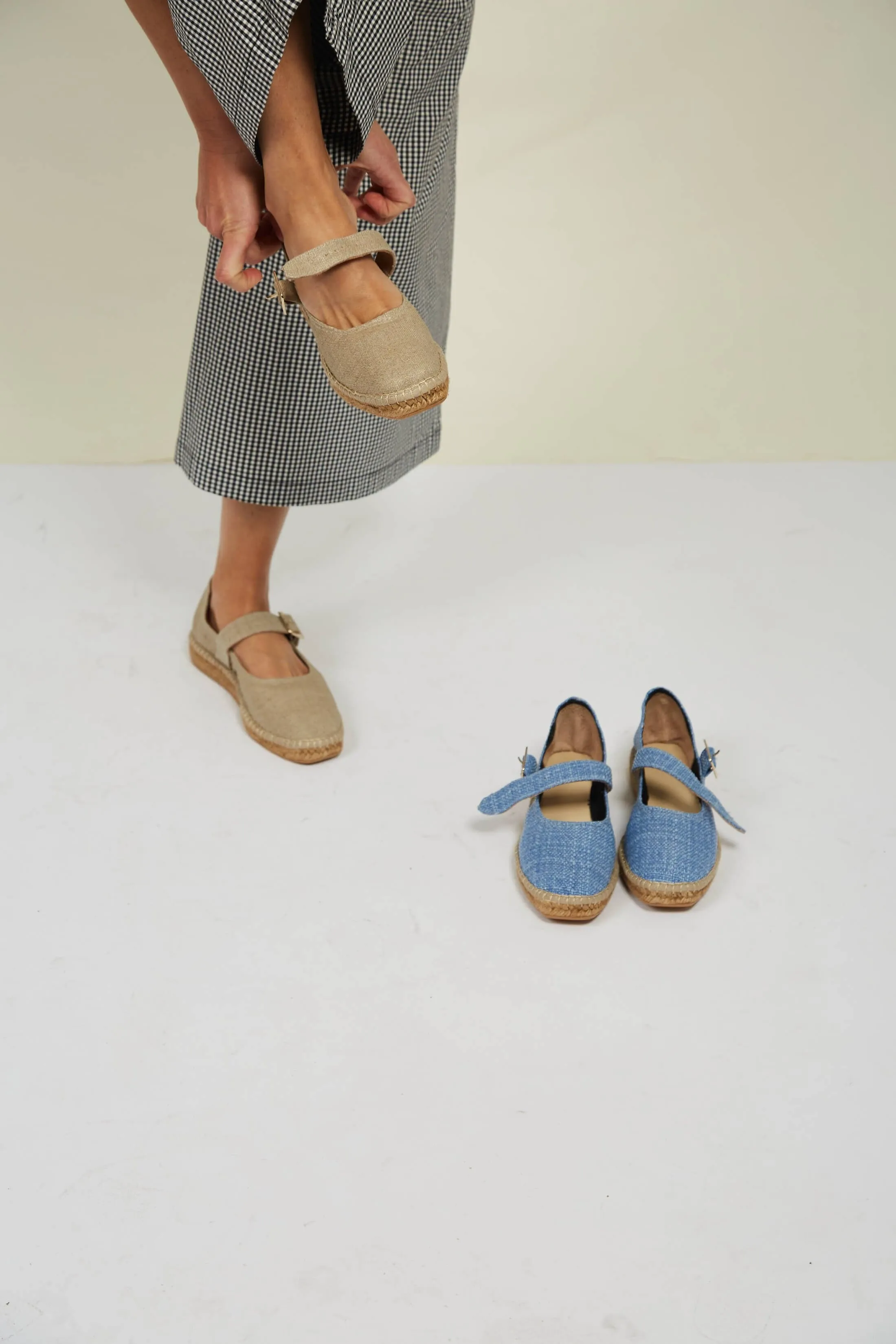 Mojacar Vegan Eco Suede & Jute Flats | Blue