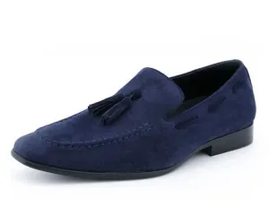 Navy Blue Men's Slip-on Tassel Suede Loafer Dress Casual Shoes