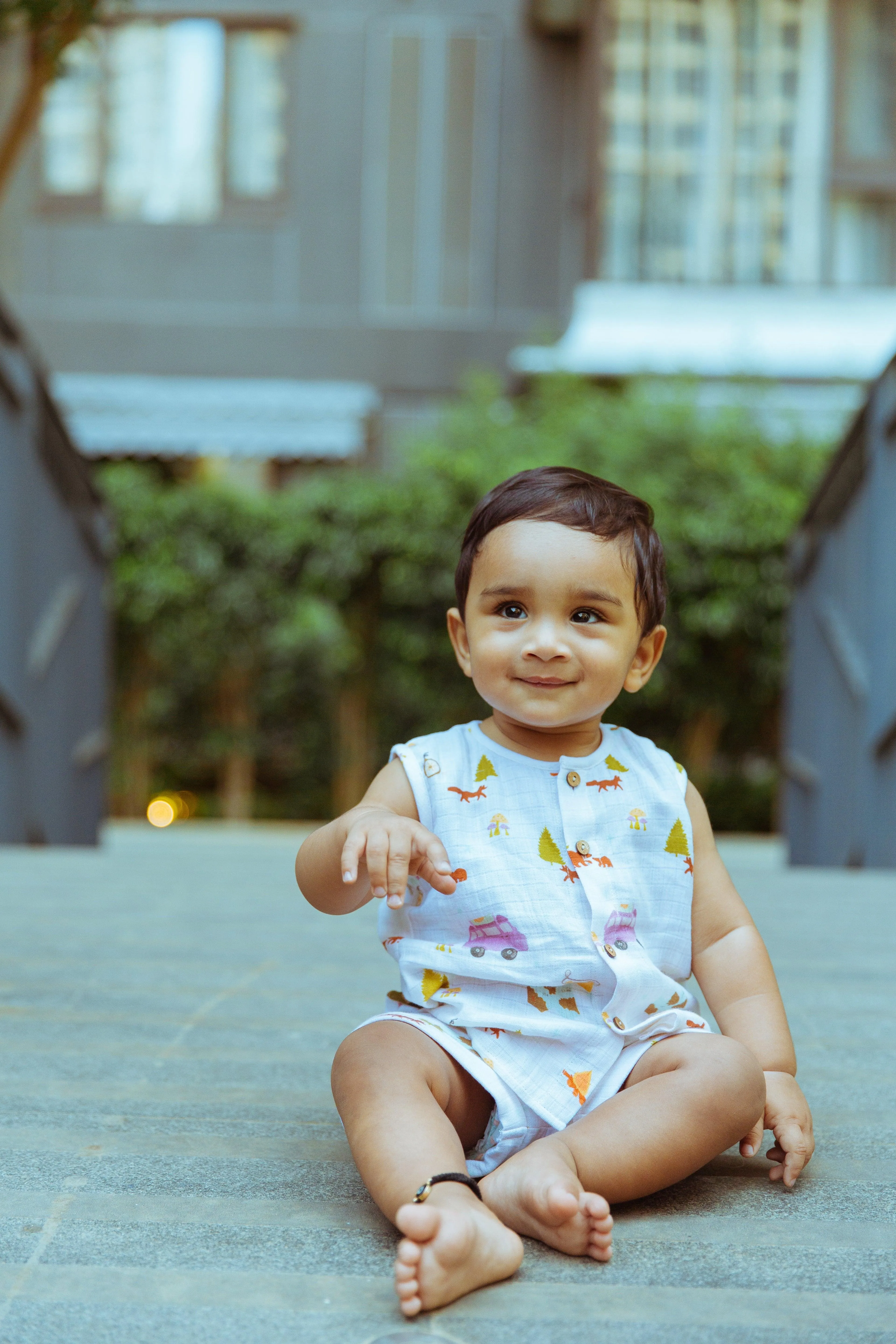 Organic Muslin Vest & Shorts Set | Green Zen