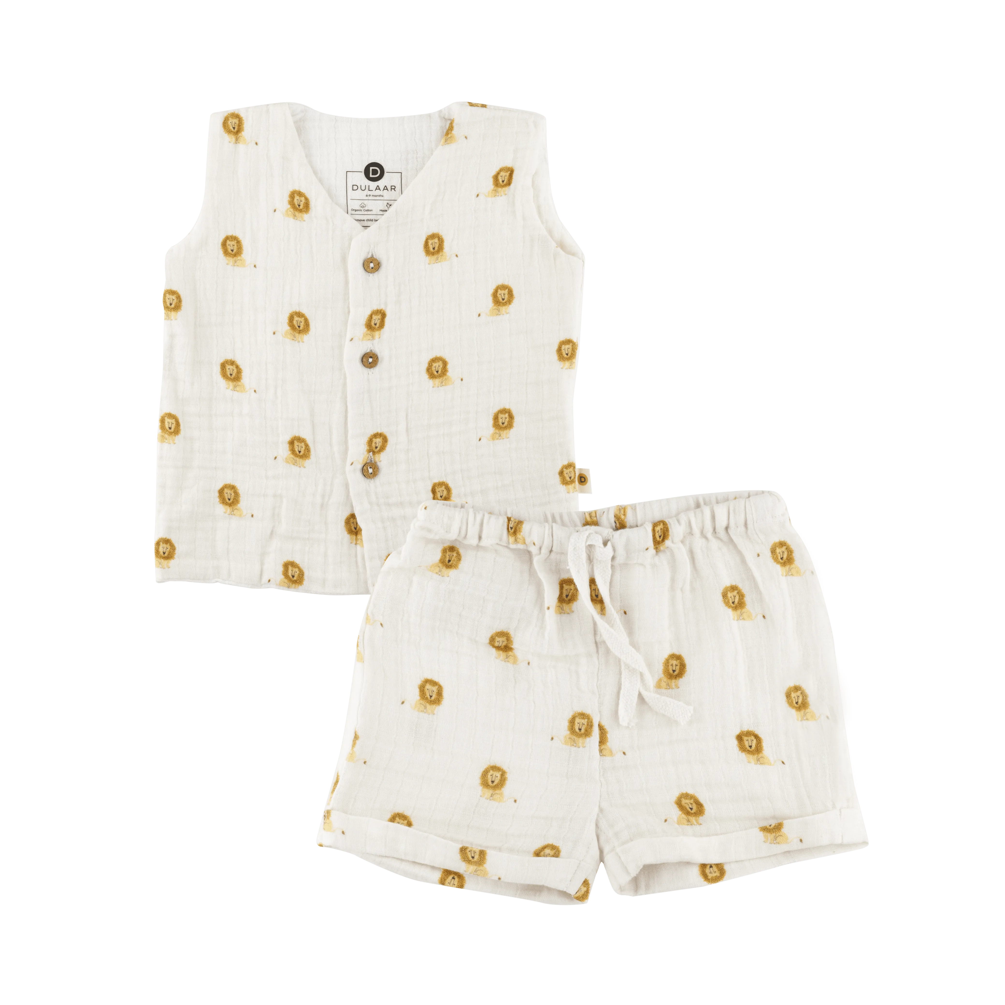 Organic Muslin Vest & Shorts Set | Green Zen