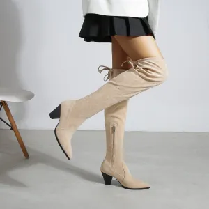 Over The Knee Tie Back Chunky Boots