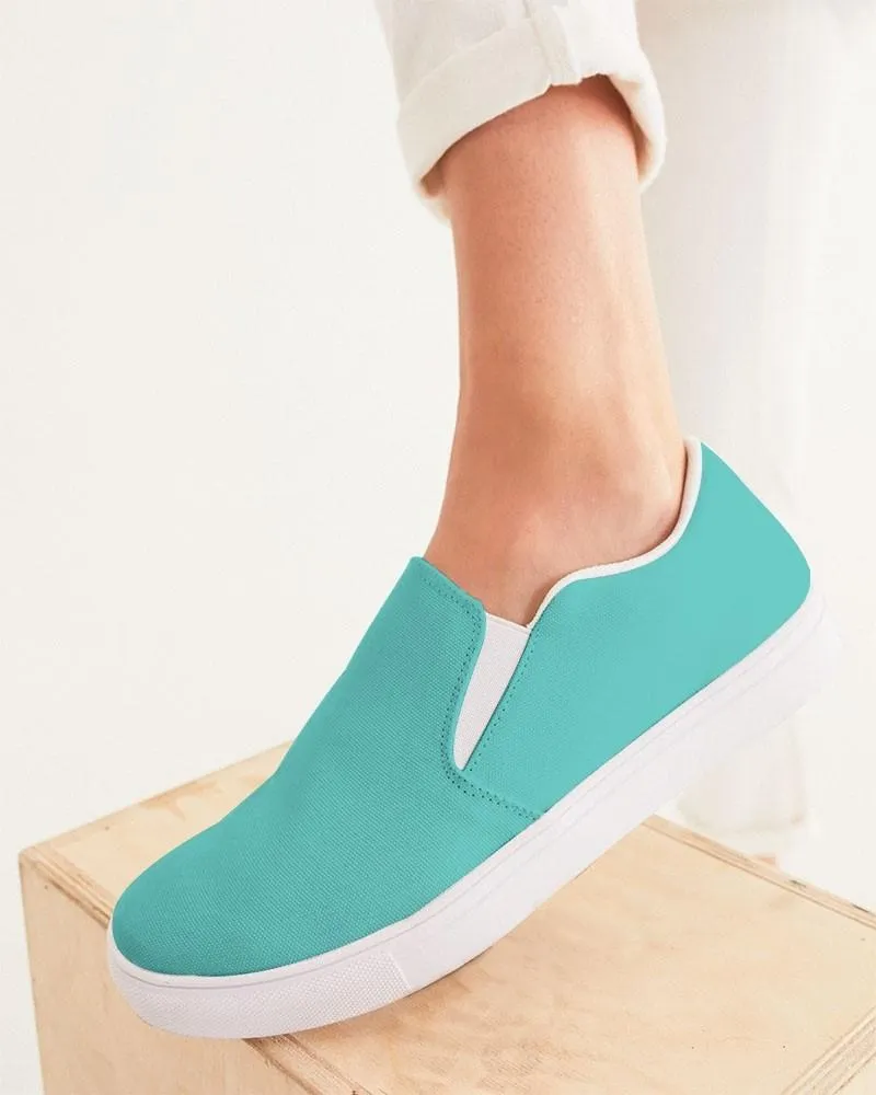 Pastel Blue Cool Green Slip-On Canvas Sneakers | Women's | Bright Pastel Blue Cool Green | C60M0Y30K0