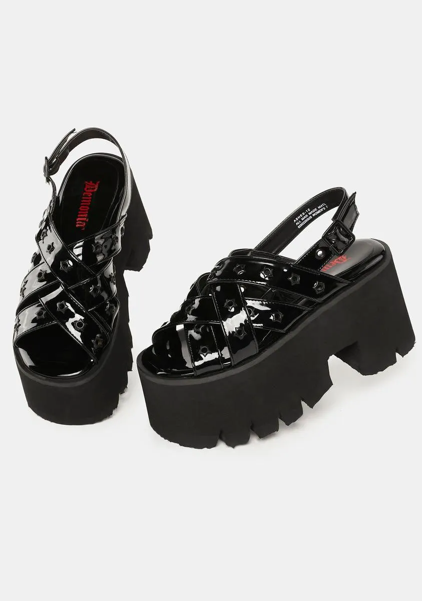 Patent Ashes-12 Platform Sandals