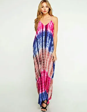 Pure Magic Tie-Dye Maxi Dress in Blue/Pink