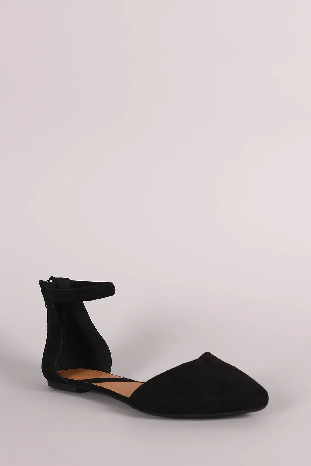 Qupid Pointy Toe Ankle Cuff Ballet Flat