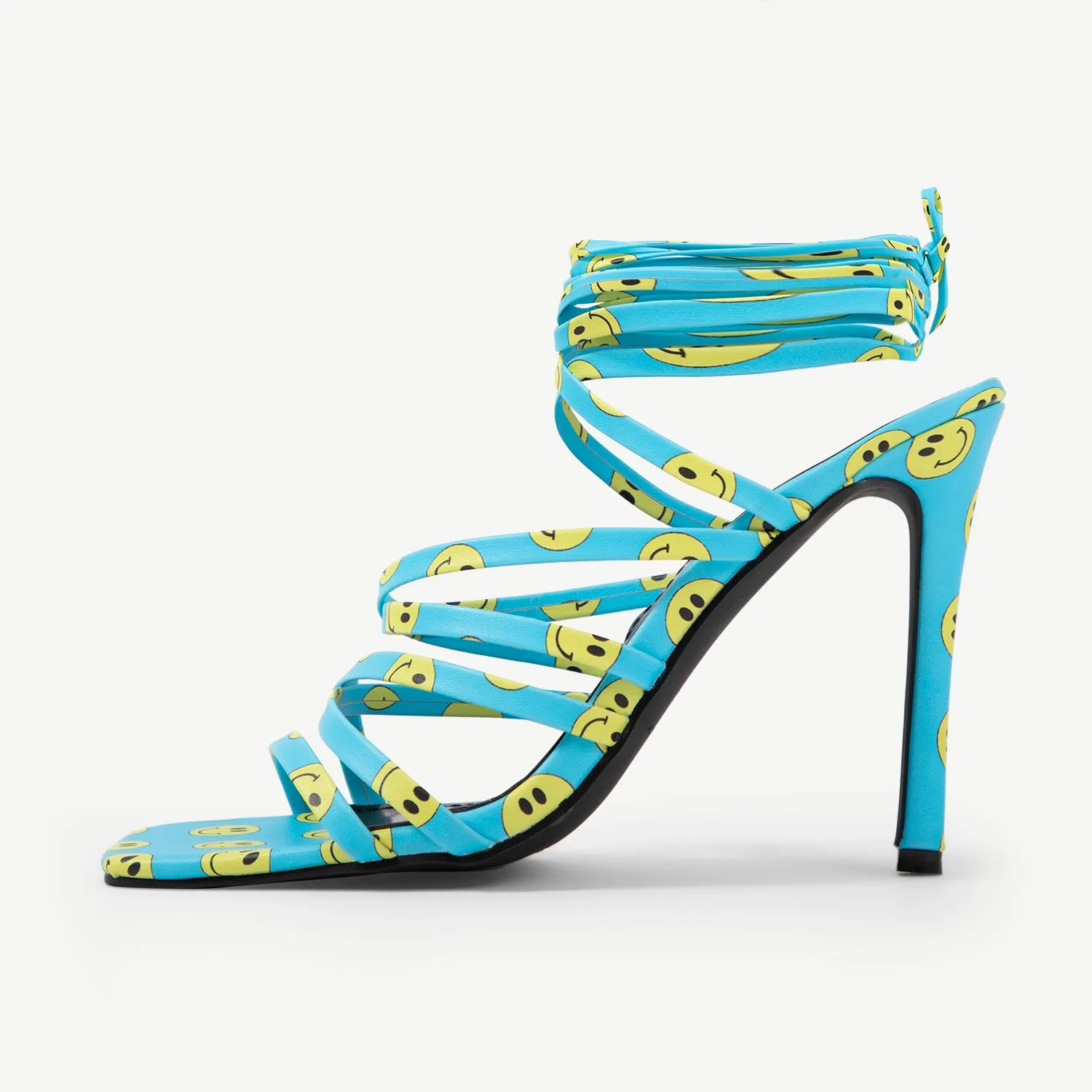 RAID Irena Strappy Heeled Sandal In Blue Smiley