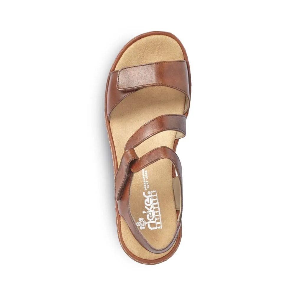 Rieker 659C7-24 Ladies Cognac Leather Strappy Sandal