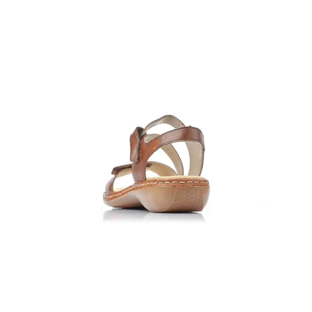 Rieker 659C7-24 Ladies Cognac Leather Strappy Sandal