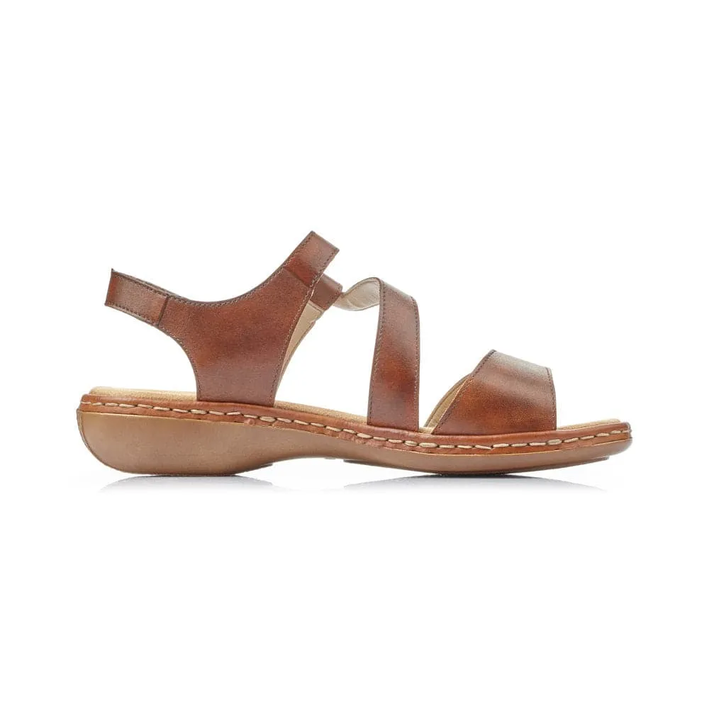 Rieker 659C7-24 Ladies Cognac Leather Strappy Sandal