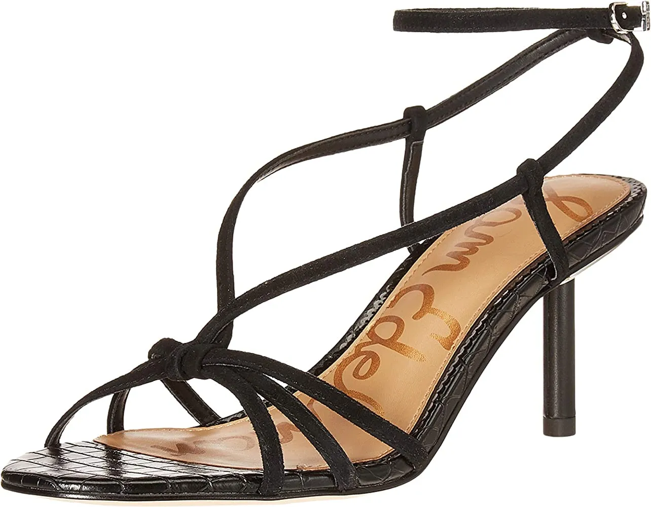 Sam Edelman Pippa Black Open Toe Multi Cross Over Buckle Ankle Heeled Sandals