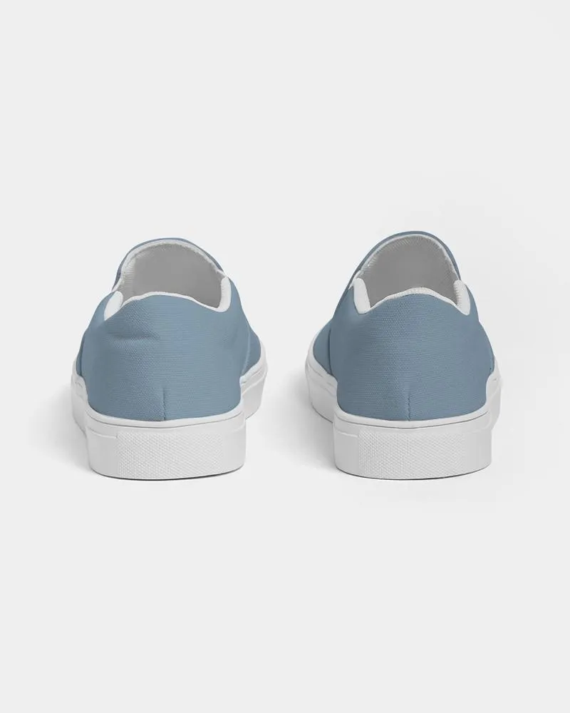 Shaded Pale Pastel Cyan Gray Slip-On Canvas Sneakers | Men's | C30M8Y0K30