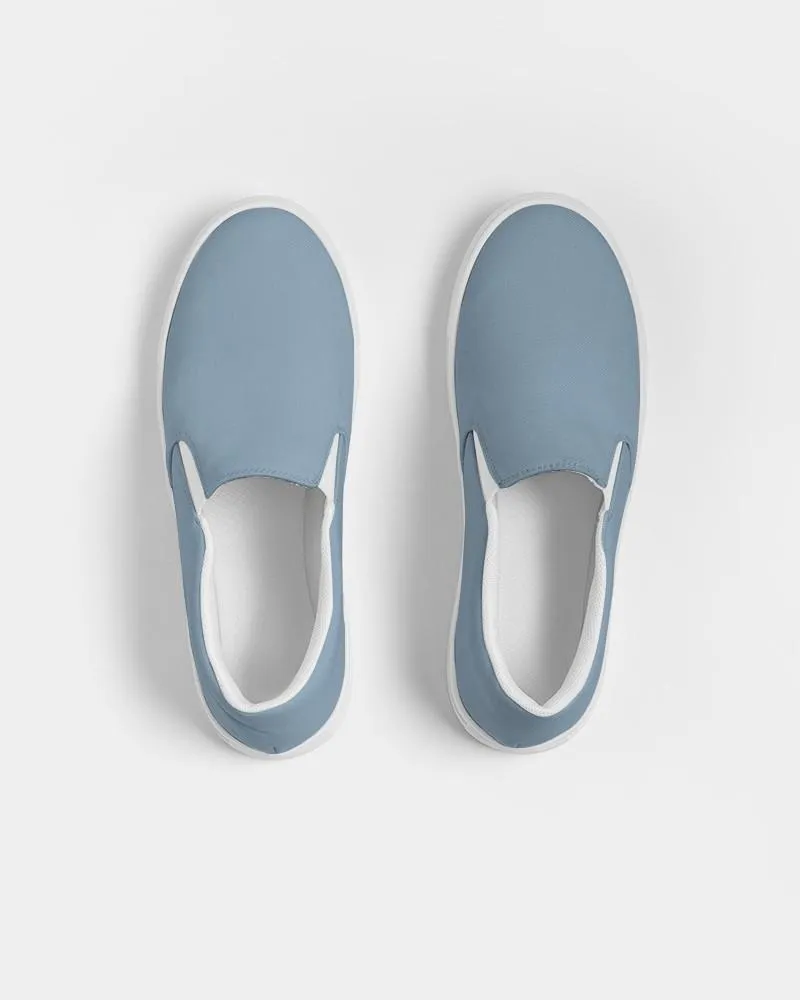 Shaded Pale Pastel Cyan Gray Slip-On Canvas Sneakers | Men's | C30M8Y0K30