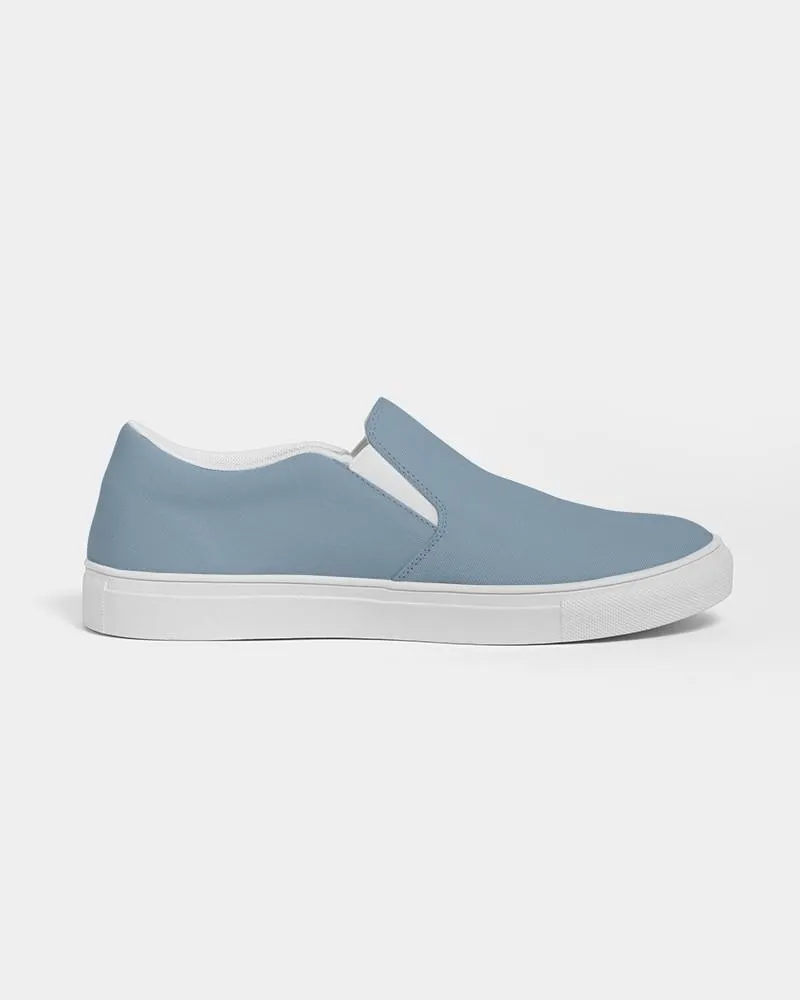 Shaded Pale Pastel Cyan Gray Slip-On Canvas Sneakers | Men's | C30M8Y0K30