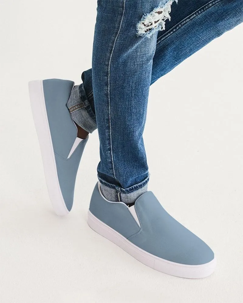 Shaded Pale Pastel Cyan Gray Slip-On Canvas Sneakers | Men's | C30M8Y0K30