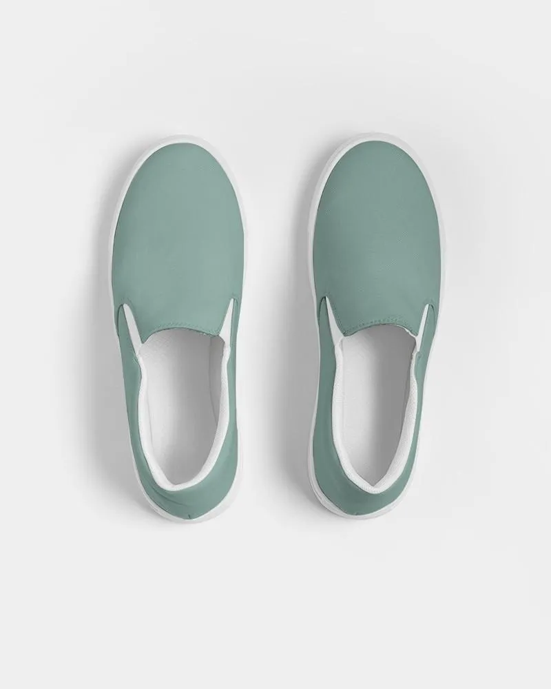 Shaded Pale Pastel Green Gray Slip-On Canvas Sneakers | Women's | C30M0Y22K30