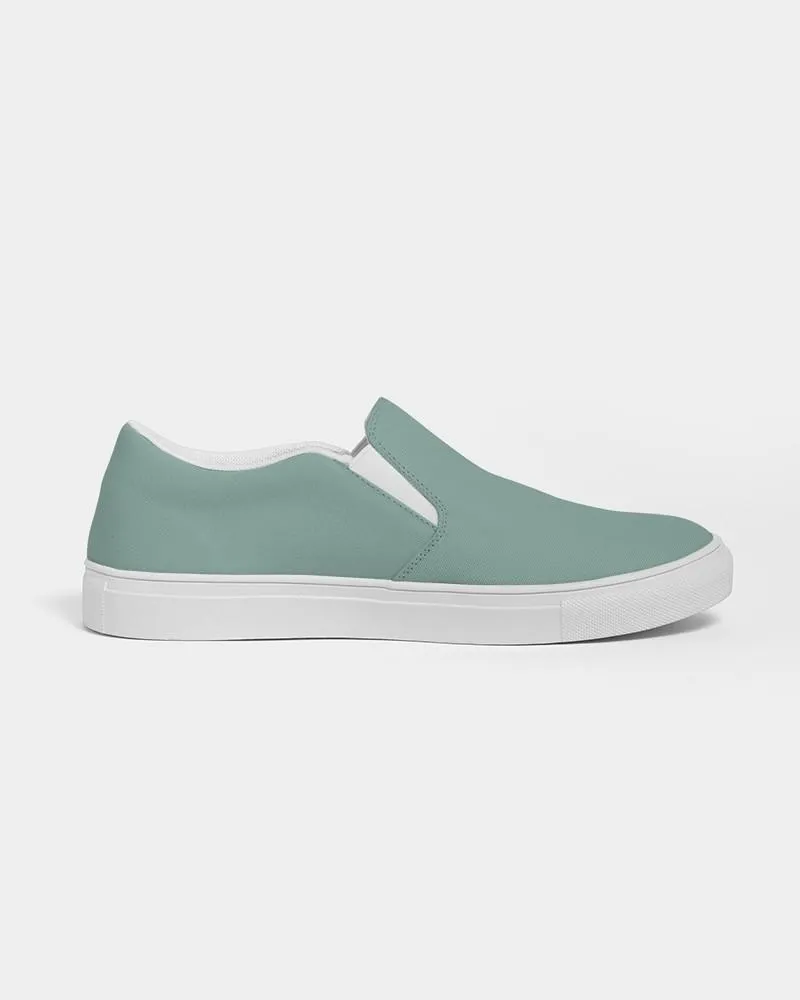 Shaded Pale Pastel Green Gray Slip-On Canvas Sneakers | Women's | C30M0Y22K30