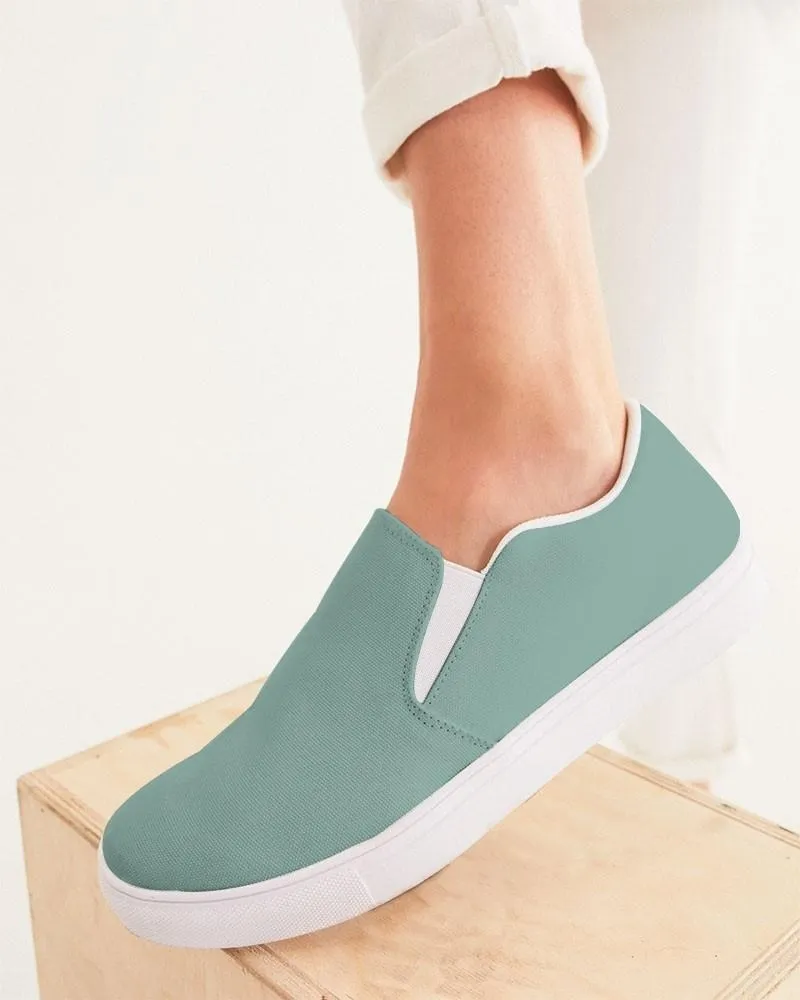 Shaded Pale Pastel Green Gray Slip-On Canvas Sneakers | Women's | C30M0Y22K30