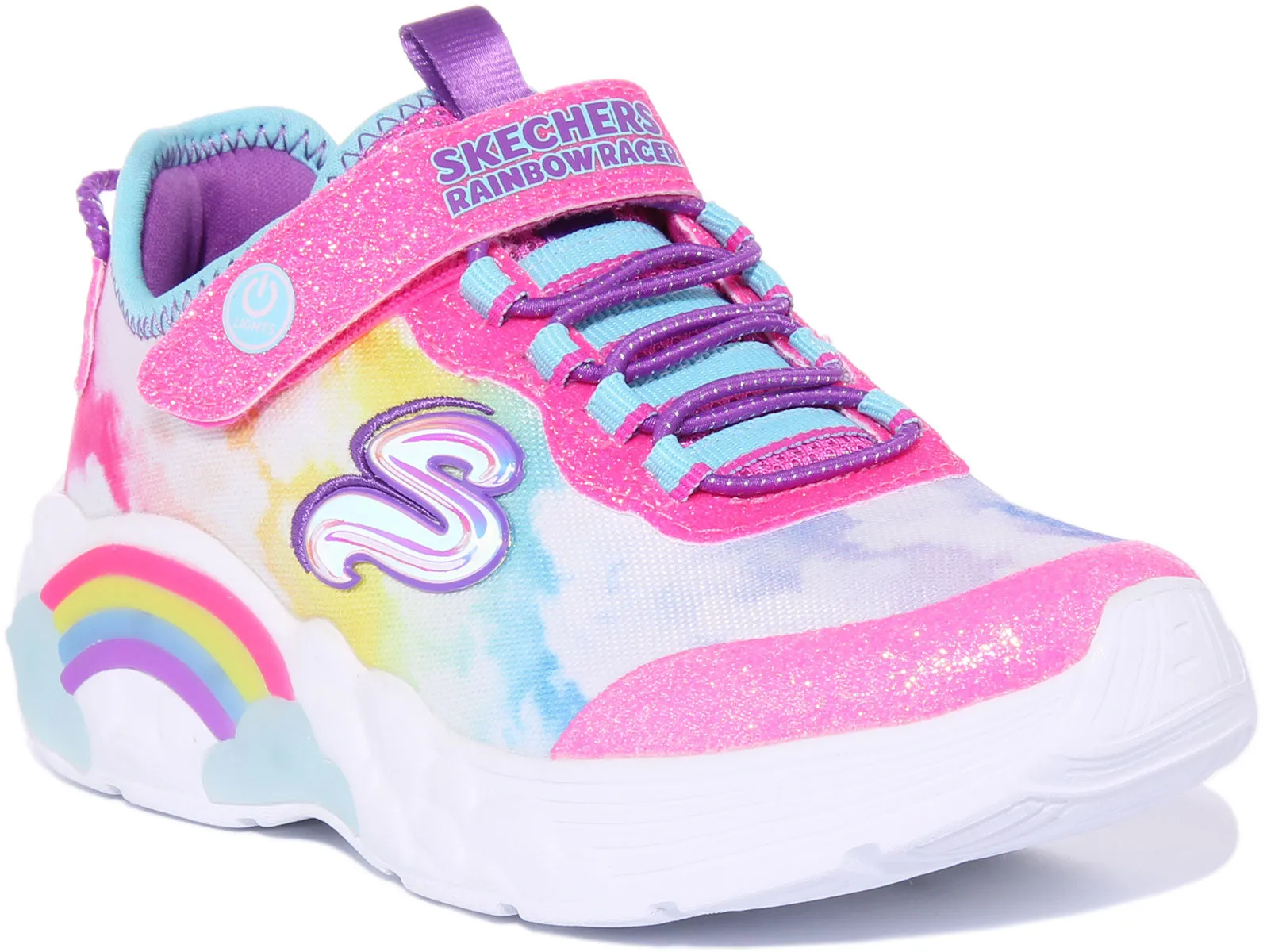 Skechers Rainbow Racer Lights In Pink For Kids