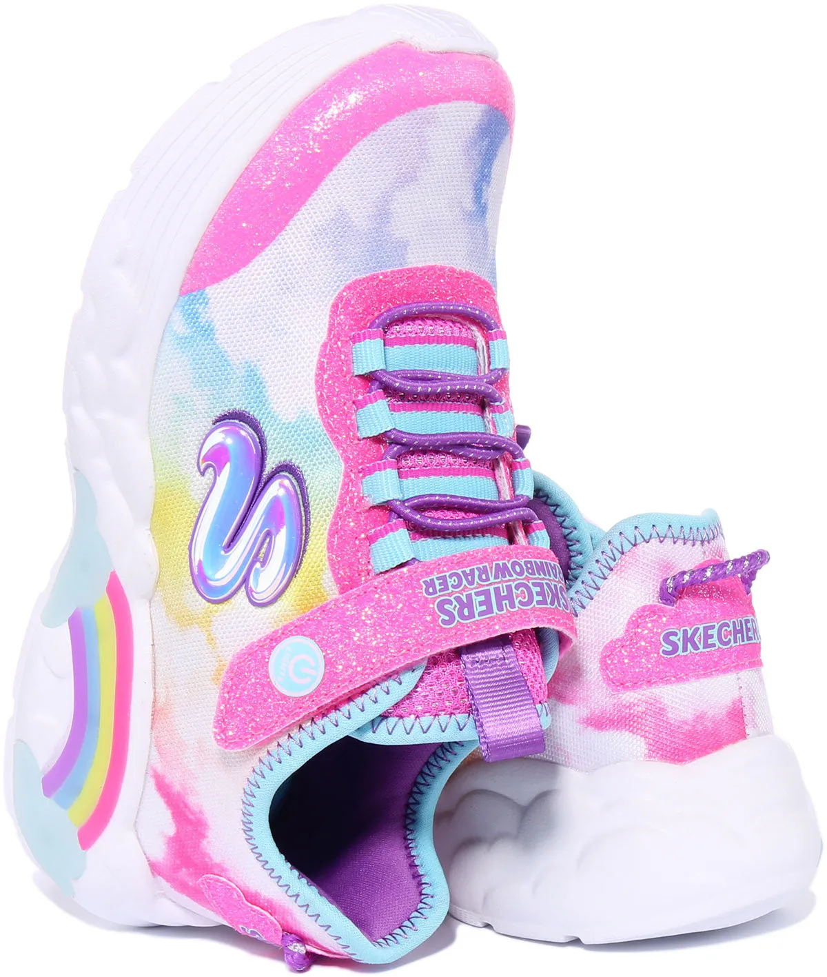 Skechers Rainbow Racer Lights In Pink For Kids