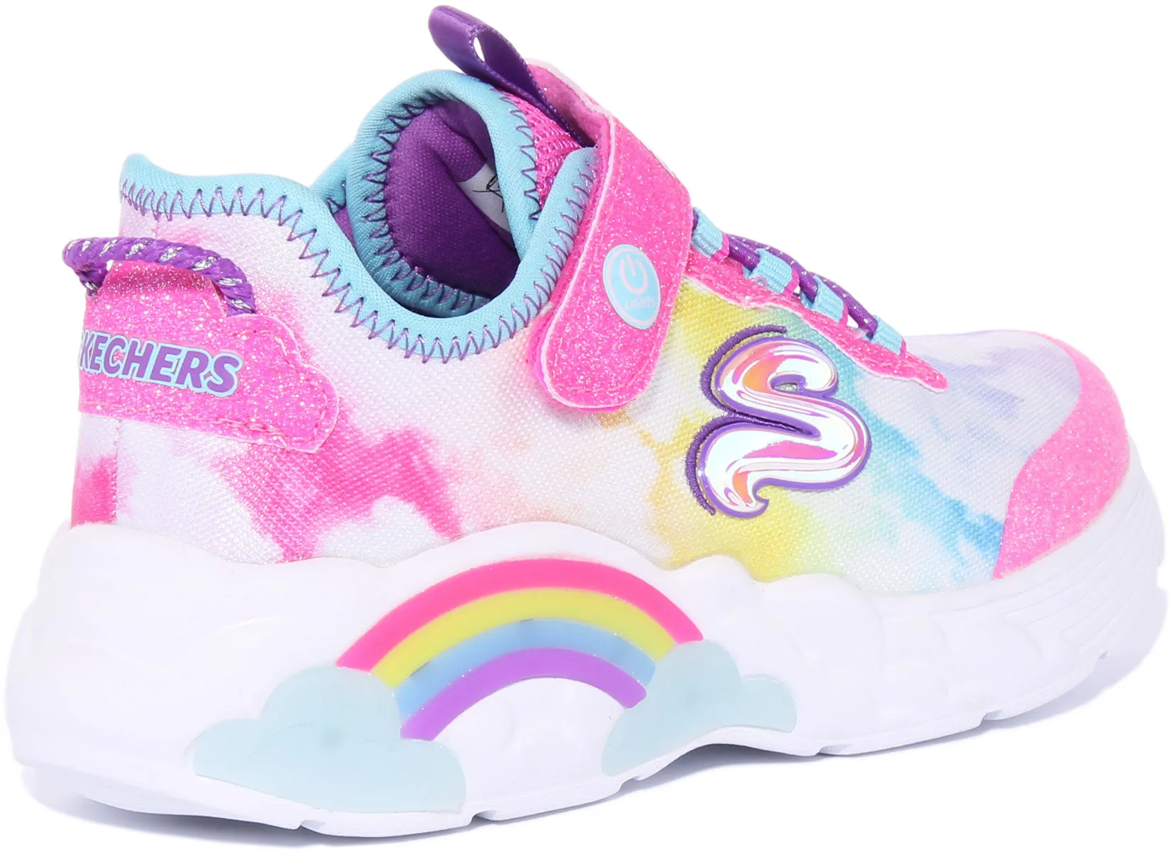 Skechers Rainbow Racer Lights In Pink For Kids