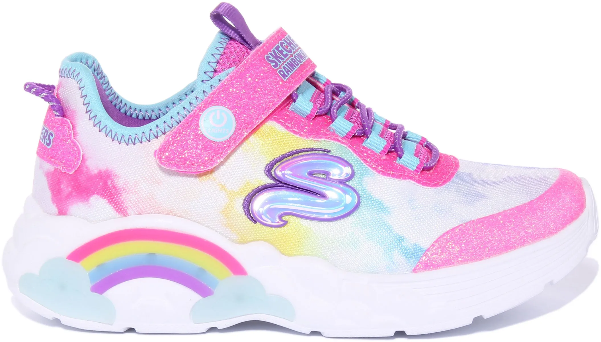 Skechers Rainbow Racer Lights In Pink For Kids