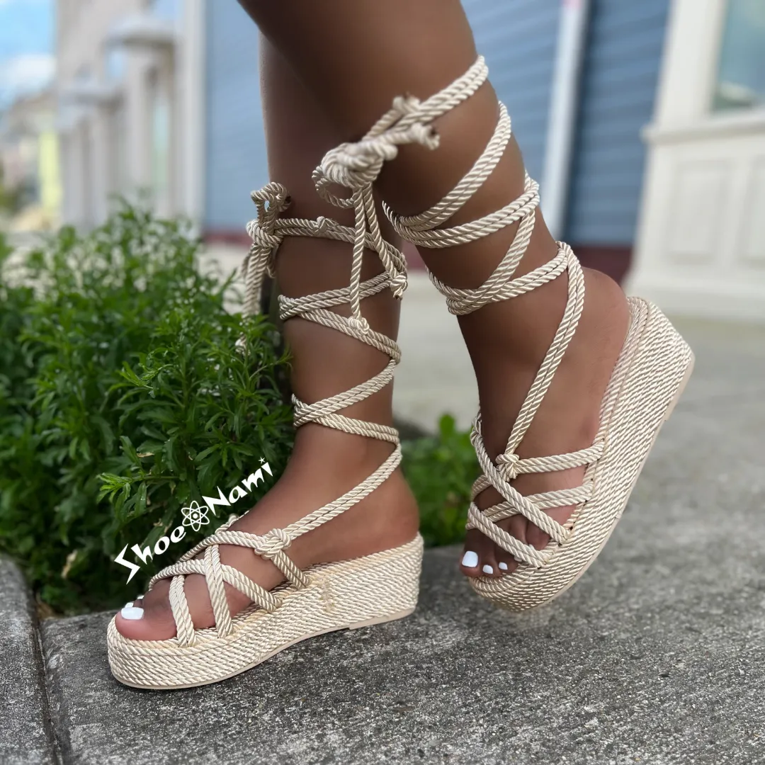 ST BARTH Beige Rope Espadrille Sandals