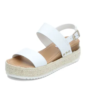 Steve Madden Catia White Leather Ankle Strap Open Toe Wedges Espadrilles Sandals