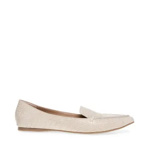 Steve Madden Women's Feather Slip On Loafer Flat, Taupe Croco