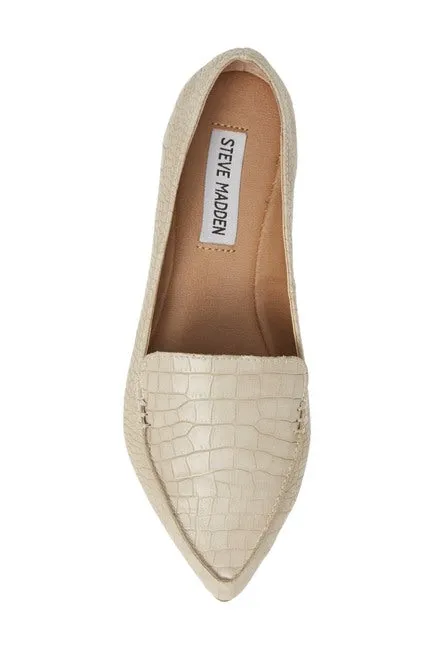 Steve Madden Women's Feather Slip On Loafer Flat, Taupe Croco