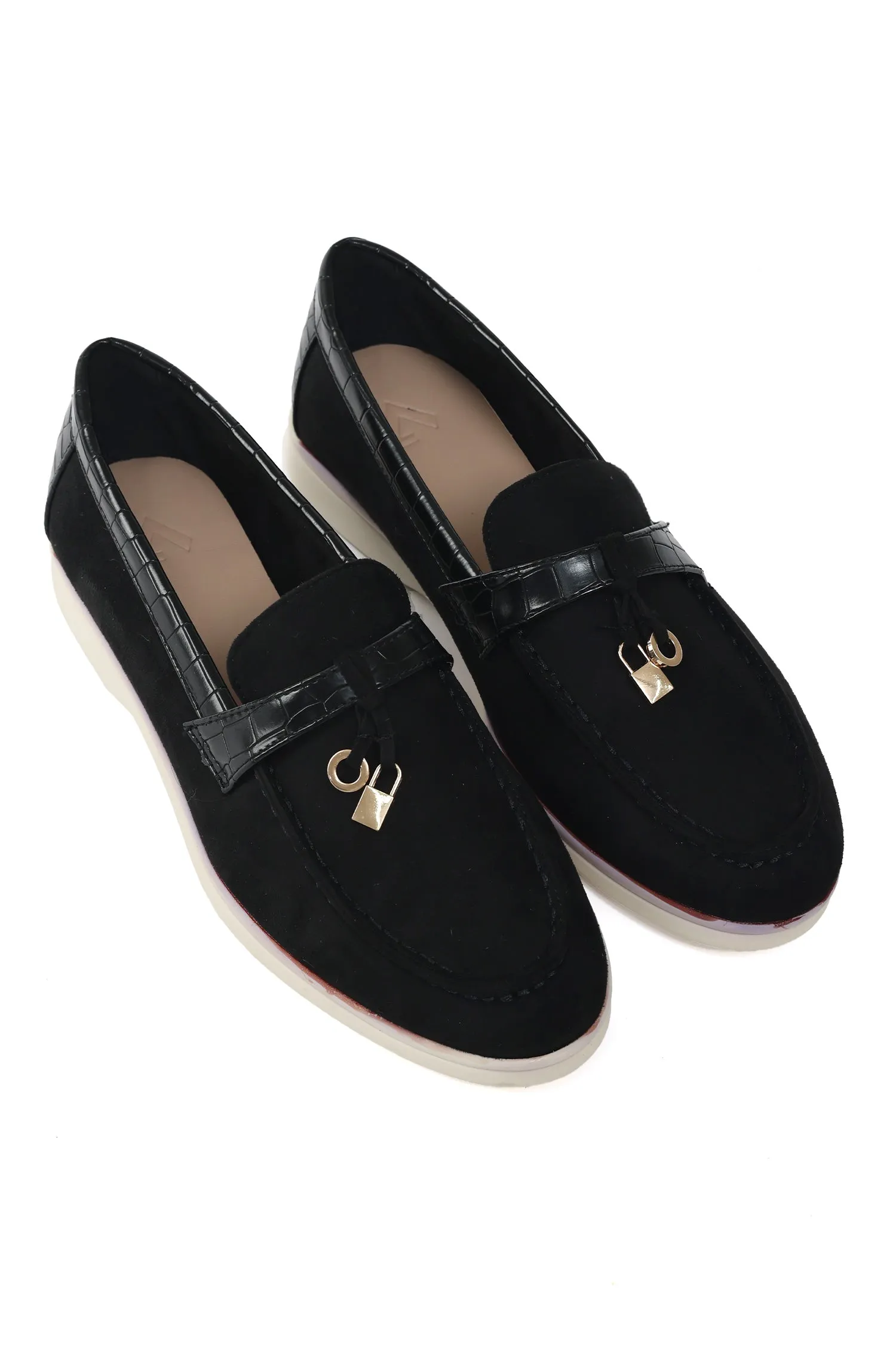 SUEDE CHARM LOAFERS-BLACK