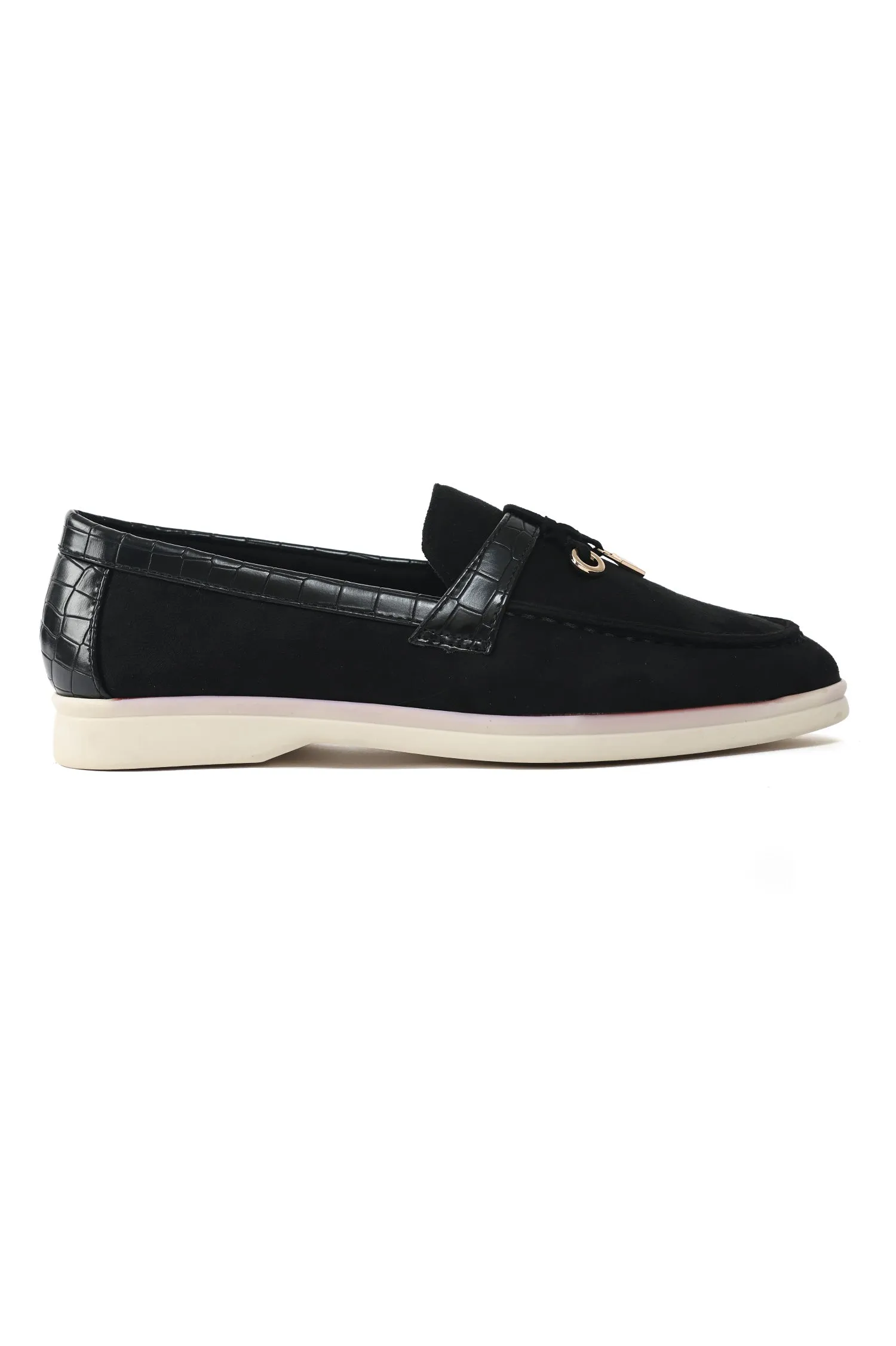 SUEDE CHARM LOAFERS-BLACK