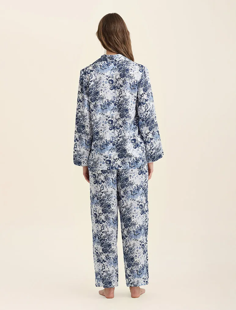 Toile De Jouy Pure Silk Full Length PJ Set