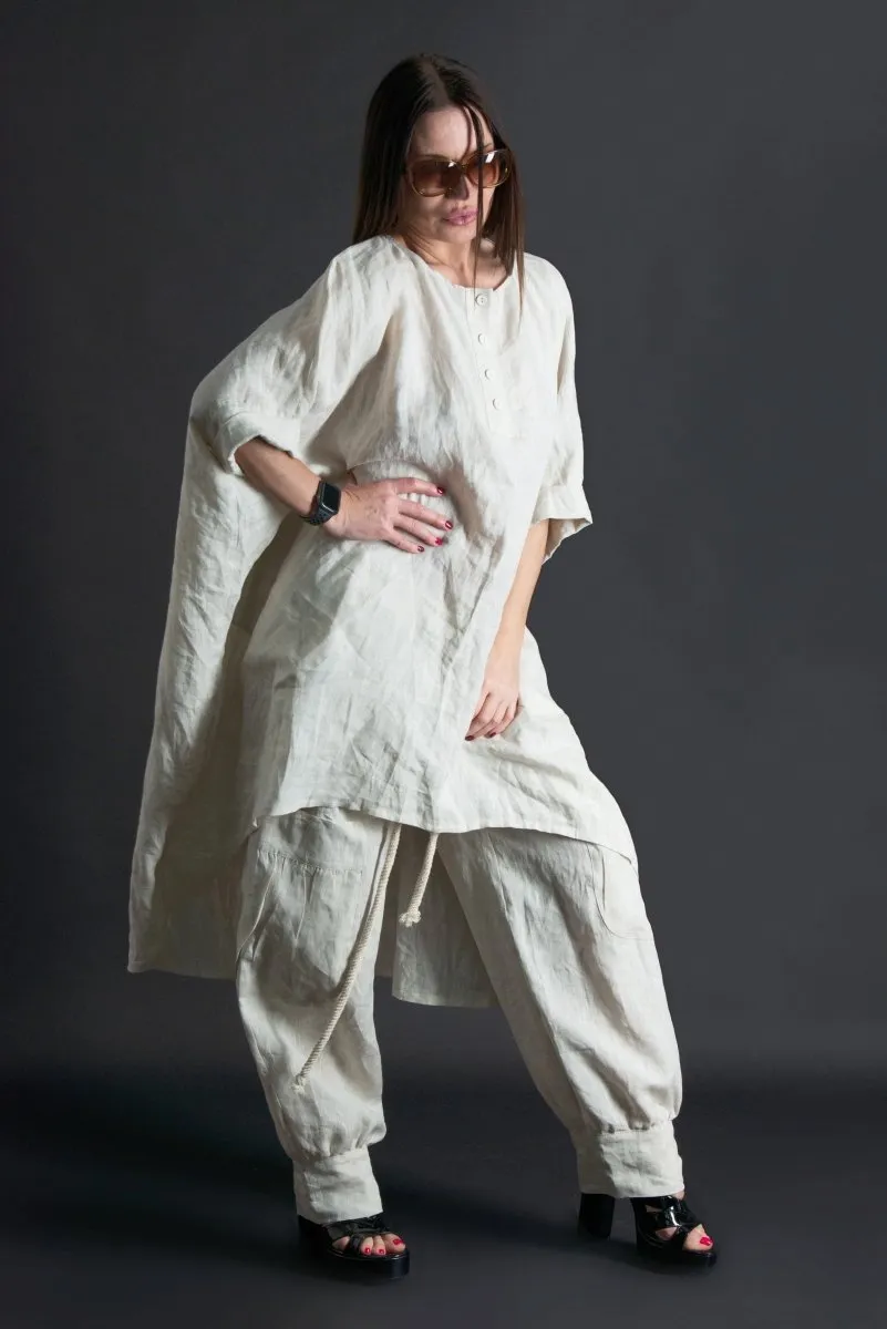 Two Pieces Wide Linen Set ALISON