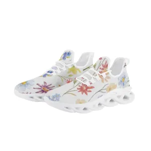 Wildflowers Painted White Wave Sole Lace-up Shoes