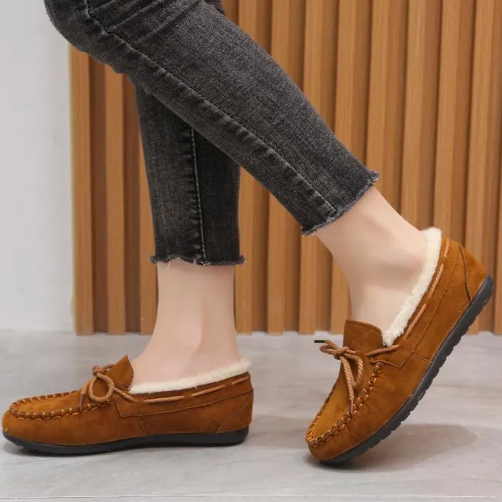 Winter warm plush lined slip-on loafers