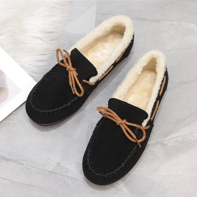 Winter warm plush lined slip-on loafers