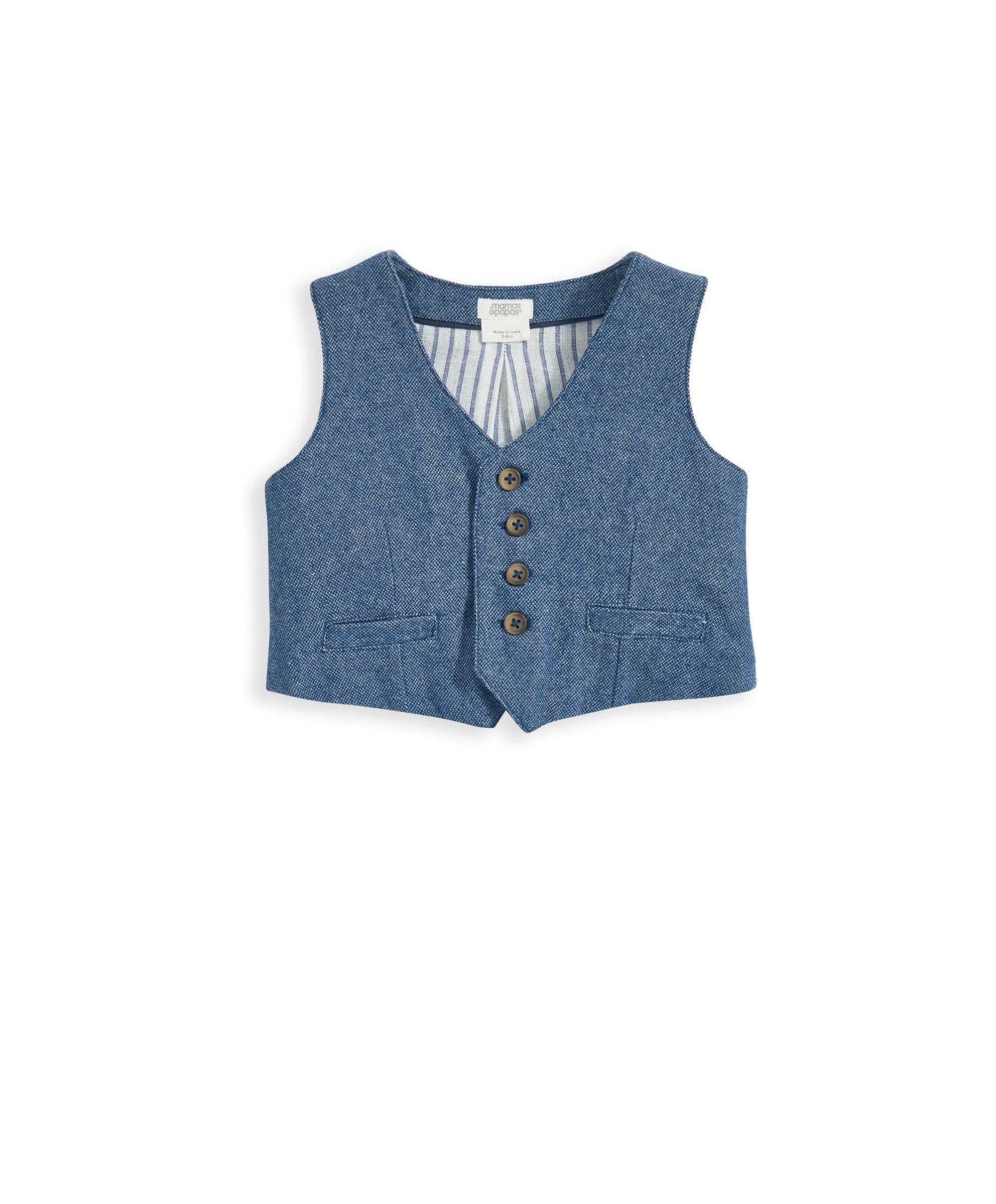 Woven Waistcoat & Trouser Outfit Set - Blue