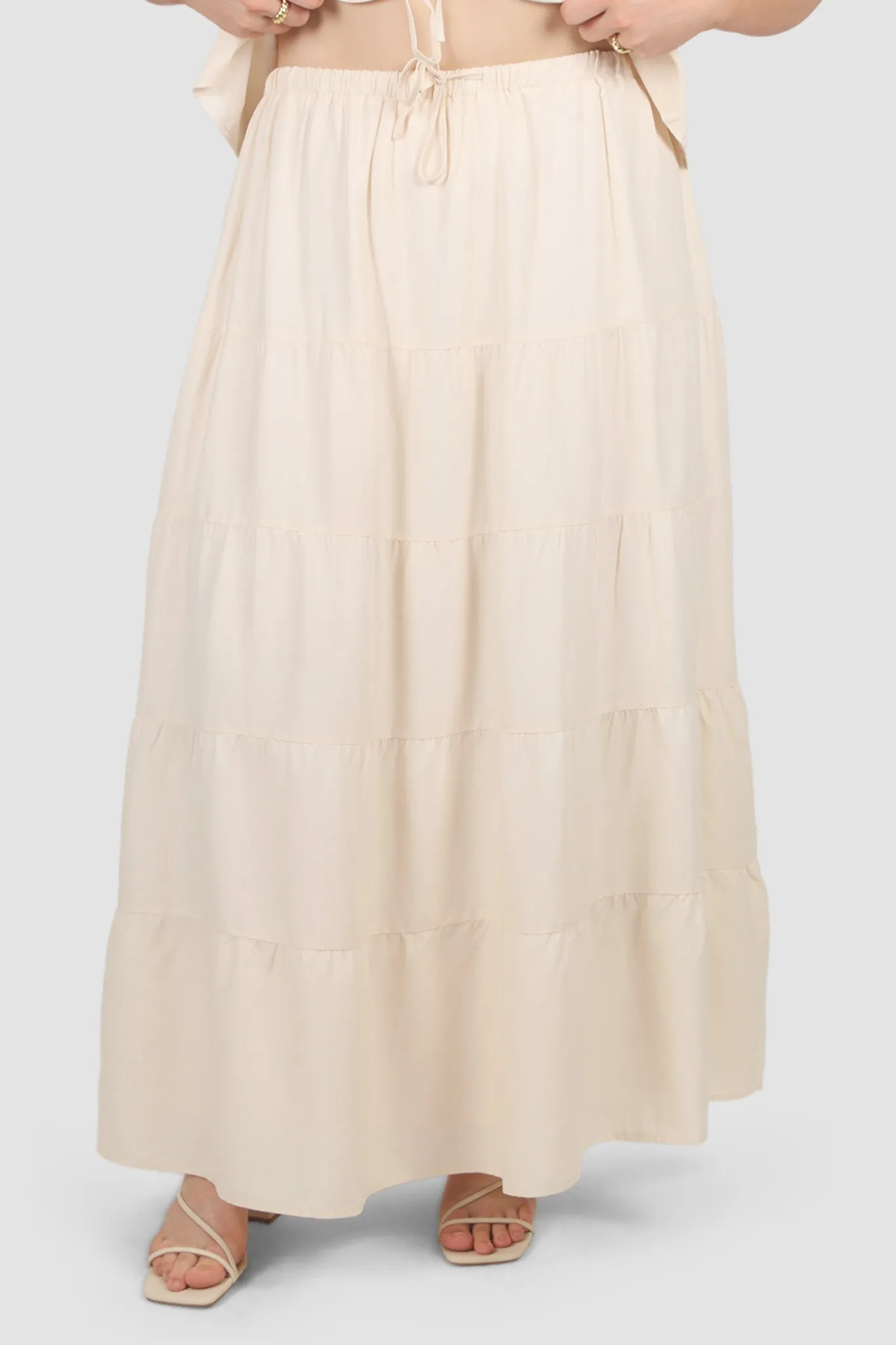 ZYLA TIERED MAXI SKIRT NEUTRAL